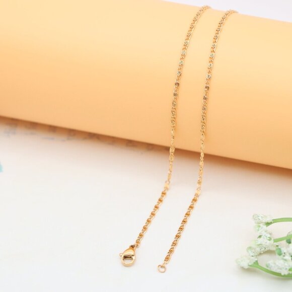 Elegant Rose Gold Plated Chain Necklace with Classic Pattern, XPNL0391 - Picture 11 of 11